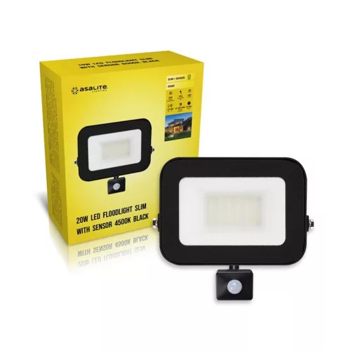 Asalite LED Reflektor Slim 20W 4500K (1800 lumen) + Mozgásérzékelő Szenzor