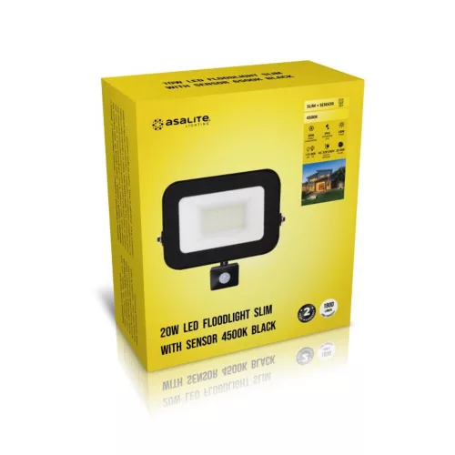 Asalite LED Reflektor Slim 20W 4500K (1800 lumen) + Mozgásérzékelő Szenzor