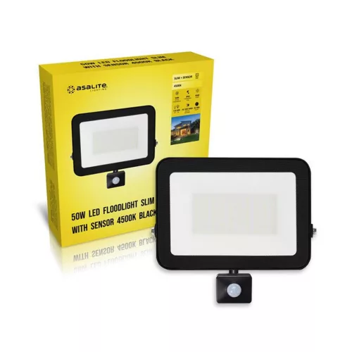 Asalite LED Reflektor Slim 50W 4500K (4500 lumen) + Mozgásérzékelő Szenzor