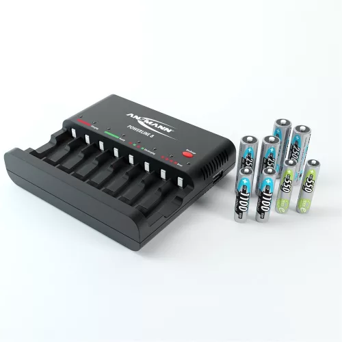 ANSMANN akkumulátortöltő 8xAA / AAA NiMH akku töltéséhez és kisütéséhez - 8-utas, USB, csepptöltés