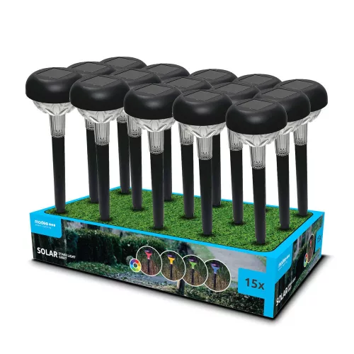 LED szolár napelemes leszúrható lámpa, RGB, műanyag, IP44, Modee, ML-GS027