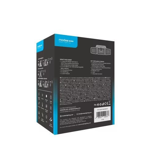 LED szolár napelemes reflektor, 6500K, 650lm, ABS-polipropilén, IP44, mozgásérzékelő szenzor, Modee, ML-WS137