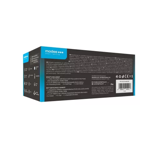 LED szolár napelemes reflektor, 6500K, 500lm, ABS-polipropilén, IP44, mozgásérzékelő szenzor, Modee, ML-WS139
