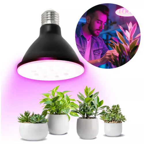 Növénytermesztő LED izzó LED PLANTY B E27 9W E27 1200K Fekete Kobi Desing, meleg fehér, 300lm, KOBI-001505