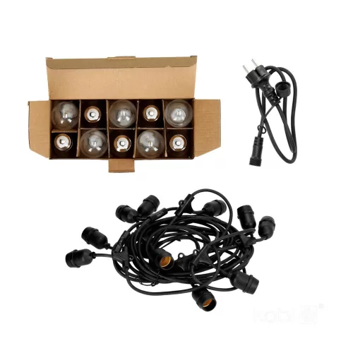 Ghirlandă BAJA LED ghirlandă luminoasă set 10x1W 10m E27 Kobi Design, 2700K, alb cald, 500lm, CRI≥80, IP44, KOBI-002218