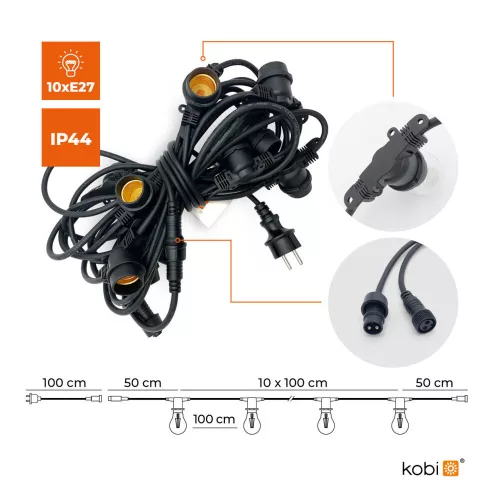 Girland MIMOSA LED ghirlandă luminoasă 2 10m 10xE27 IP44, KOBI-002326