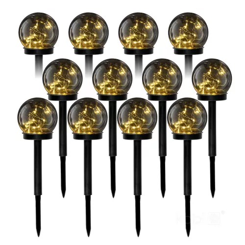 solar LED GLOBE de înfipt în sol de grădină lampă 3000K IP44 LED2B, 0,12W, alb cald, CRI≥70, KOBI-004494