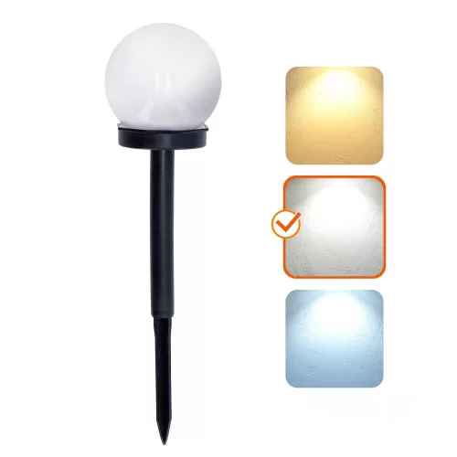 solar LED de înfipt în sol de grădină lampă SPHERE G2 10cm 4000K IP44 LED2B, 0,06W, alb natural, CRI≥70, KOBI-004512