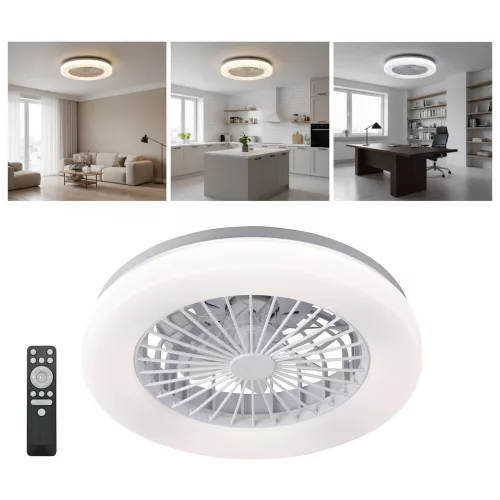 de tavan LED lampă cu ventilator VENTELUX 24W+15W 3CCT alb Kobi Windstar, 1550lm, CRI≥80, KOBI-004592