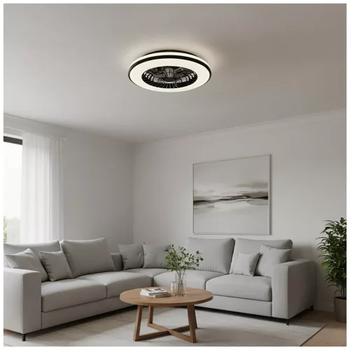 de tavan LED lampă cu ventilator VENTELUX 48W+15W 3CCT negru Kobi Windstar, 1300lm, CRI≥80, KOBI-004593