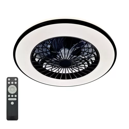 de tavan LED lampă cu ventilator VENTELUX 48W+15W 3CCT negru Kobi Windstar, 1300lm, CRI≥80, KOBI-004593