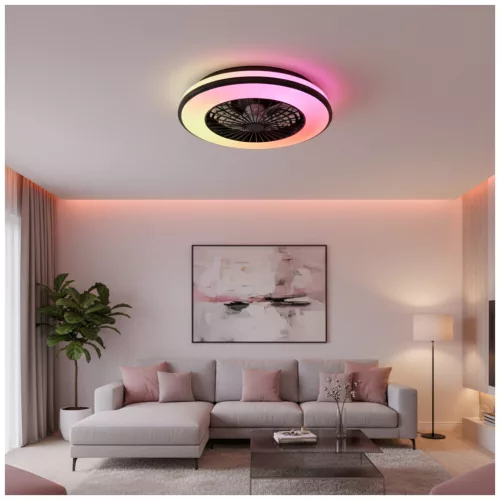 de tavan LED lampă cu ventilator VENTELUX 48W+15W 3CCT+RGB Kobi Windstar, CCT + RGB, 1300lm, CRI≥80, KOBI-004594