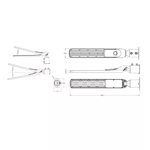 LITE stradal corp de iluminat FLAMINGO 100W 4000K 10000lm gri, alb natural, CRI≥80, IP65, LED line, LL-203808