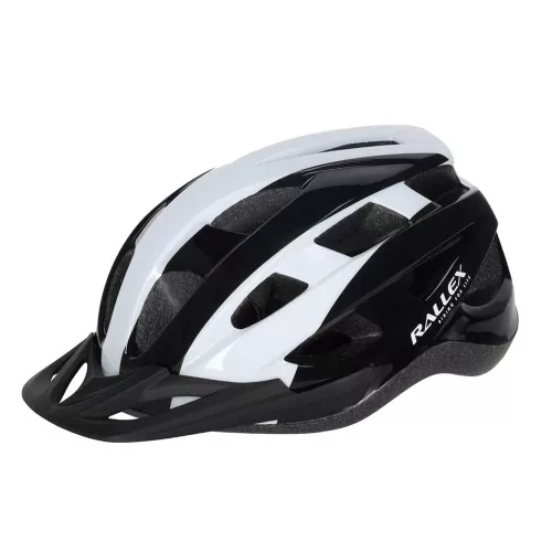 RALLEX női és férfi kerékpáros sisak, állítható, fekete-fehér, L 58-62cm
