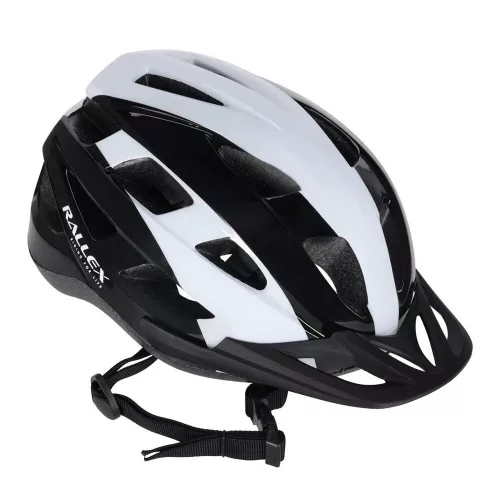 RALLEX női és férfi kerékpáros sisak, állítható, fekete-fehér, L 58-62cm