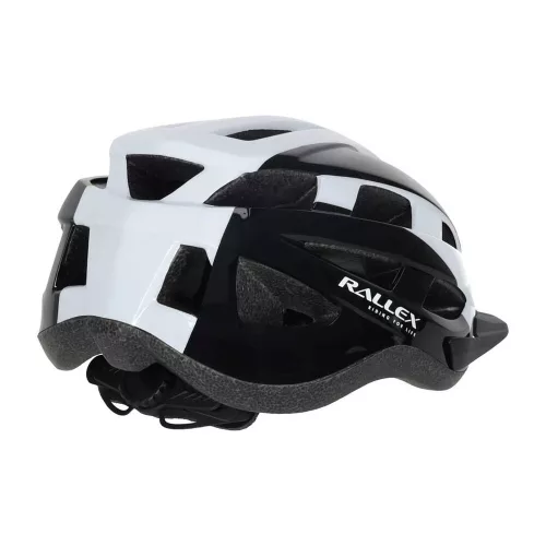 RALLEX női és férfi állítható kerékpáros sisak, fekete-fehér, M 54-58cm