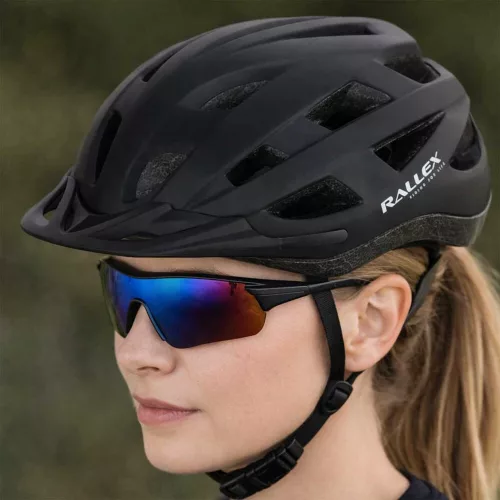 RALLEX női kerékpáros sisak, férfi, állítható, fekete, M 54-58 cm