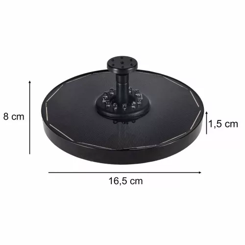 LUARO napelemes szökőkút tóba, kertbe, úszópumpa, LED, RGB, 16 cm