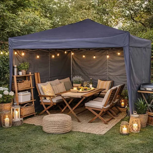 LUARO kerti pavilon, kereskedelmi partisátor, pavilon, 3x3 m, fekete