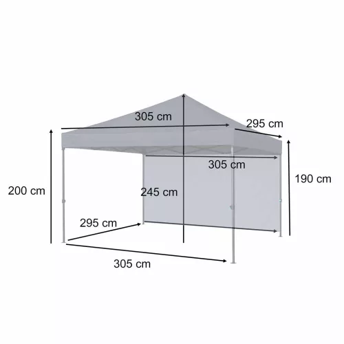 LUARO kerti pavilon, kereskedelmi partisátor, pavilon, 3x3 m, fekete