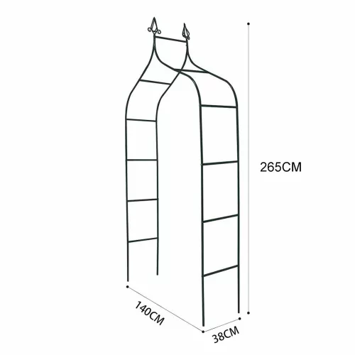 LUARO kerti pergola, fém ív tüskékkel rózsáknak, virágoknak, futónövényeknek, 265 cm