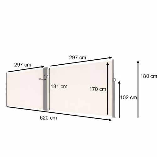 LUARO terasz oldalsó sarok napellenző feltekerhető szúnyogháló 180 x 620 cm bézs
