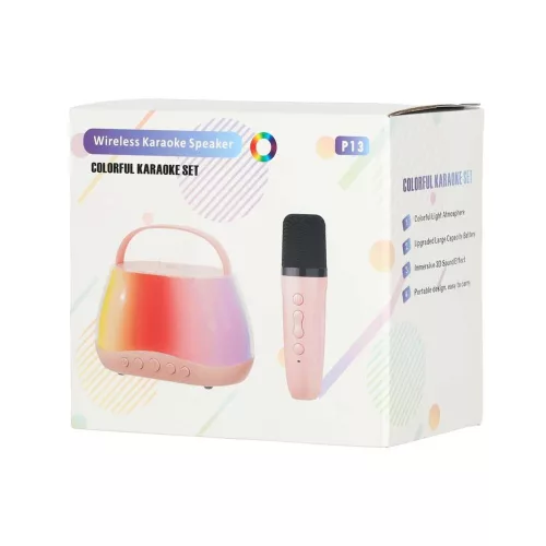 Karaoke szett Bluetooth hangszóró RGB LED 2 USB mikrofonnal