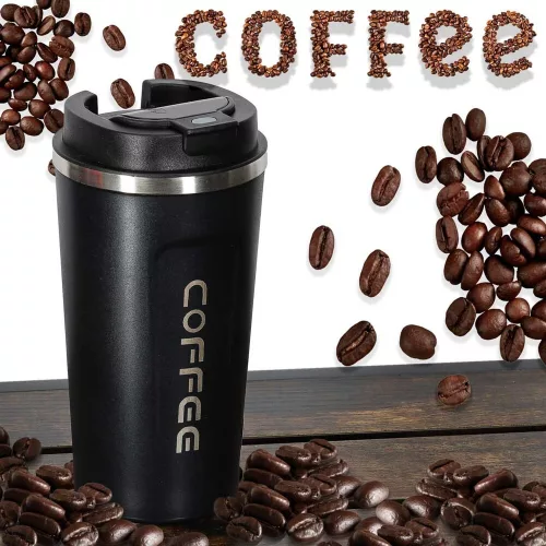 Okos utazóbögre LED kijelzővel, fekete, 500ml