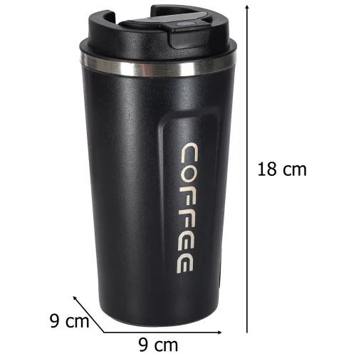 Okos utazóbögre LED kijelzővel, fekete, 500ml