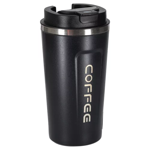 Okos utazóbögre LED kijelzővel, fekete, 500ml