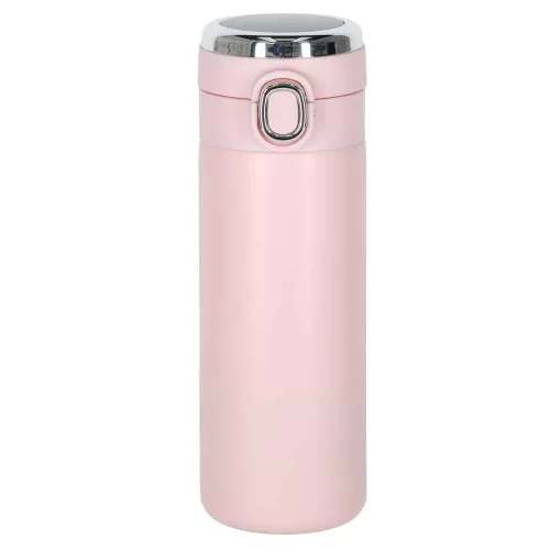 Termosz bögre kiöntővel, LED termosz, 350ml, rózsaszín