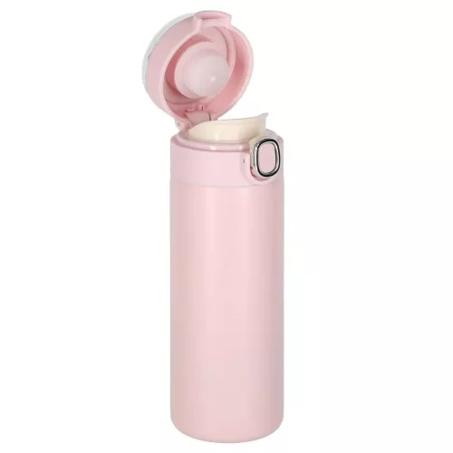 Termosz bögre kiöntővel, LED termosz, 350ml, rózsaszín