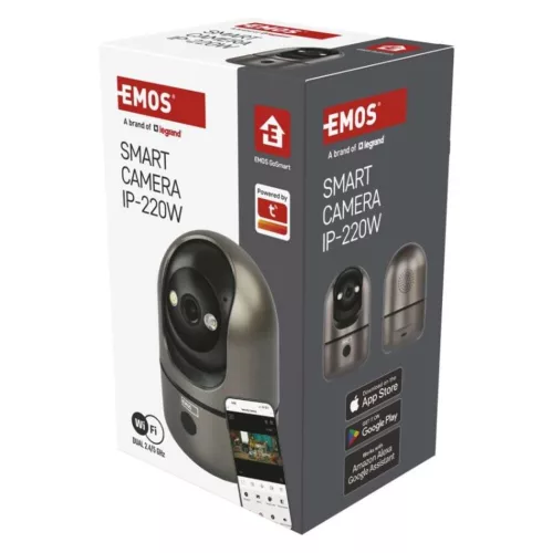 GoSmart Beltéri forgatható kamera IP‑220W wifivel, páncélszürke, fekete, IP21, EMOS, H4062