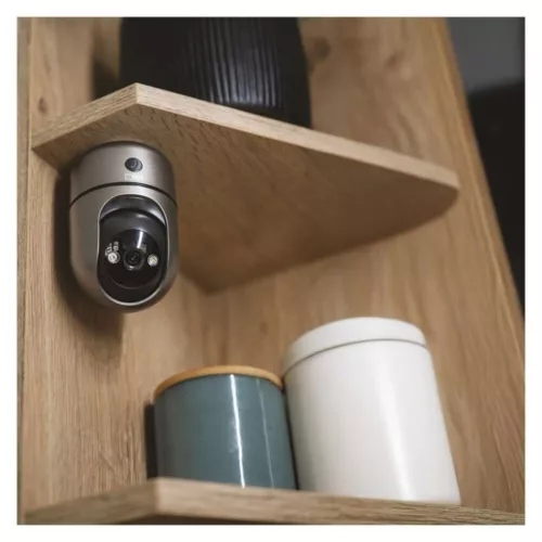 GoSmart Beltéri forgatható kamera IP‑220W wifivel, páncélszürke, fekete, IP21, EMOS, H4062
