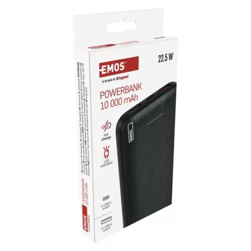 EMOS Powerbank AlphaQ3, 10 000 mAh, 22,5 W, fekete, B0571B