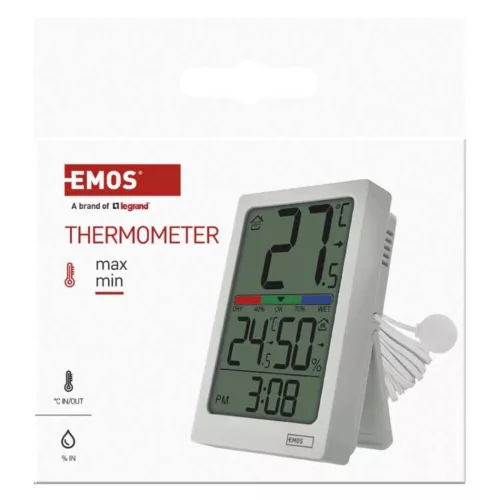 Digitális hőmérő páratartalom-mérővel, vezetékes érzékelővel, ébresztőórával E0558P, EMOS, E0558P