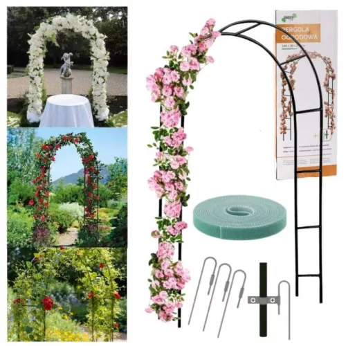 de grădină pergola metal articol pentru trandafiri, articol pentru flori 240 cm verde