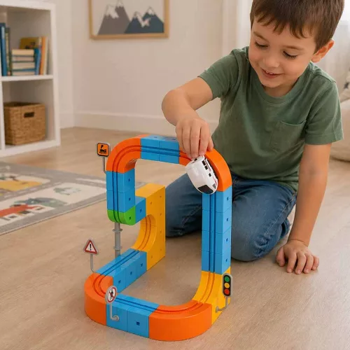 Magnetic cub de construcție pistă de curse tren 65 piese