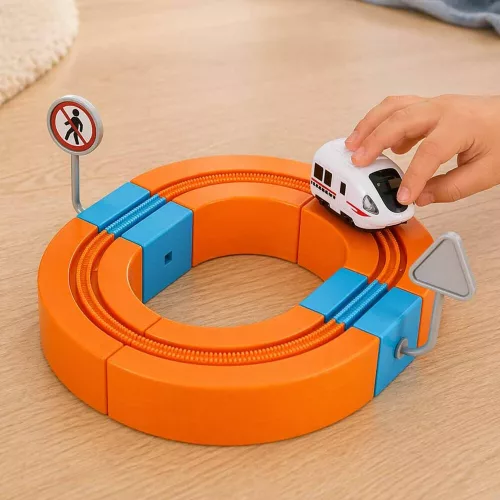 Magnetic cub de construcție pistă de curse tren 65 piese