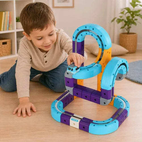 Magnetic cub de construcție pistă de curse mașini 54 piese