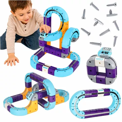 Magnetic cub de construcție pistă de curse mașini 54 piese