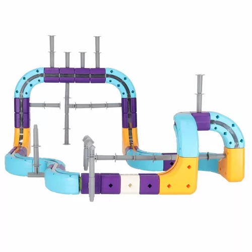 Magnetic cuburi de construcție, pistă de curse, mașină, 87 piese
