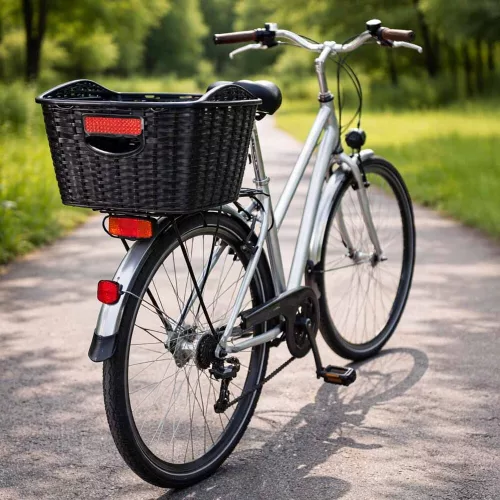 Coș pentru bicicletă, rattan spate csomagsuports coș pentru bicicletă cu element reflectorizant