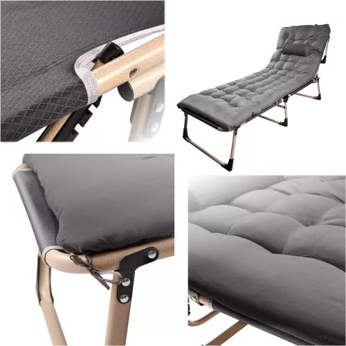 LUARO pliabil pat de camping, pat, 193 cm, gri deschis