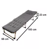 LUARO pliabil pat de camping, pat, 193 cm, gri deschis