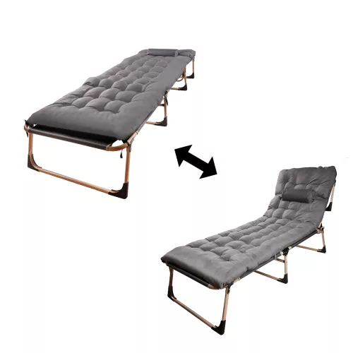 LUARO pliabil pat de camping, pat, 193 cm, gri deschis
