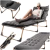 LUARO pliabil pat de camping, pat, 193 cm, gri deschis