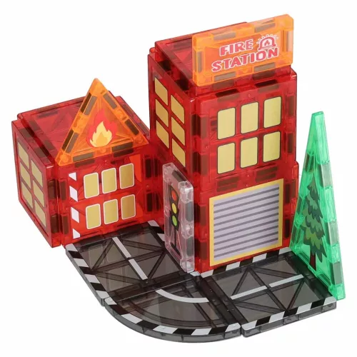 3D magnetic joc de construcție, stație de pompieri, 48 baterie