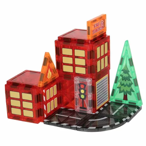3D magnetic joc de construcție, stație de pompieri, 48 baterie
