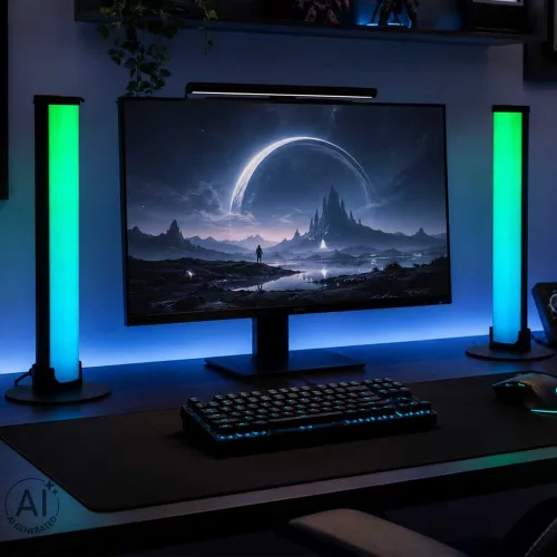 RGB LED gamer asztali lámpaoszlopok távirányítóval, 2 darabos készlet